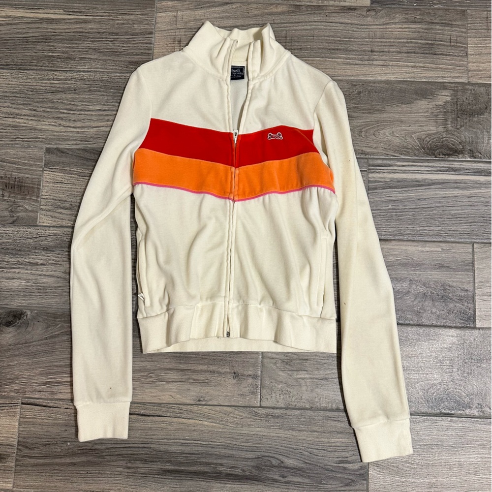 Le Tigre Cream Jacket with Red and Orange Stripes